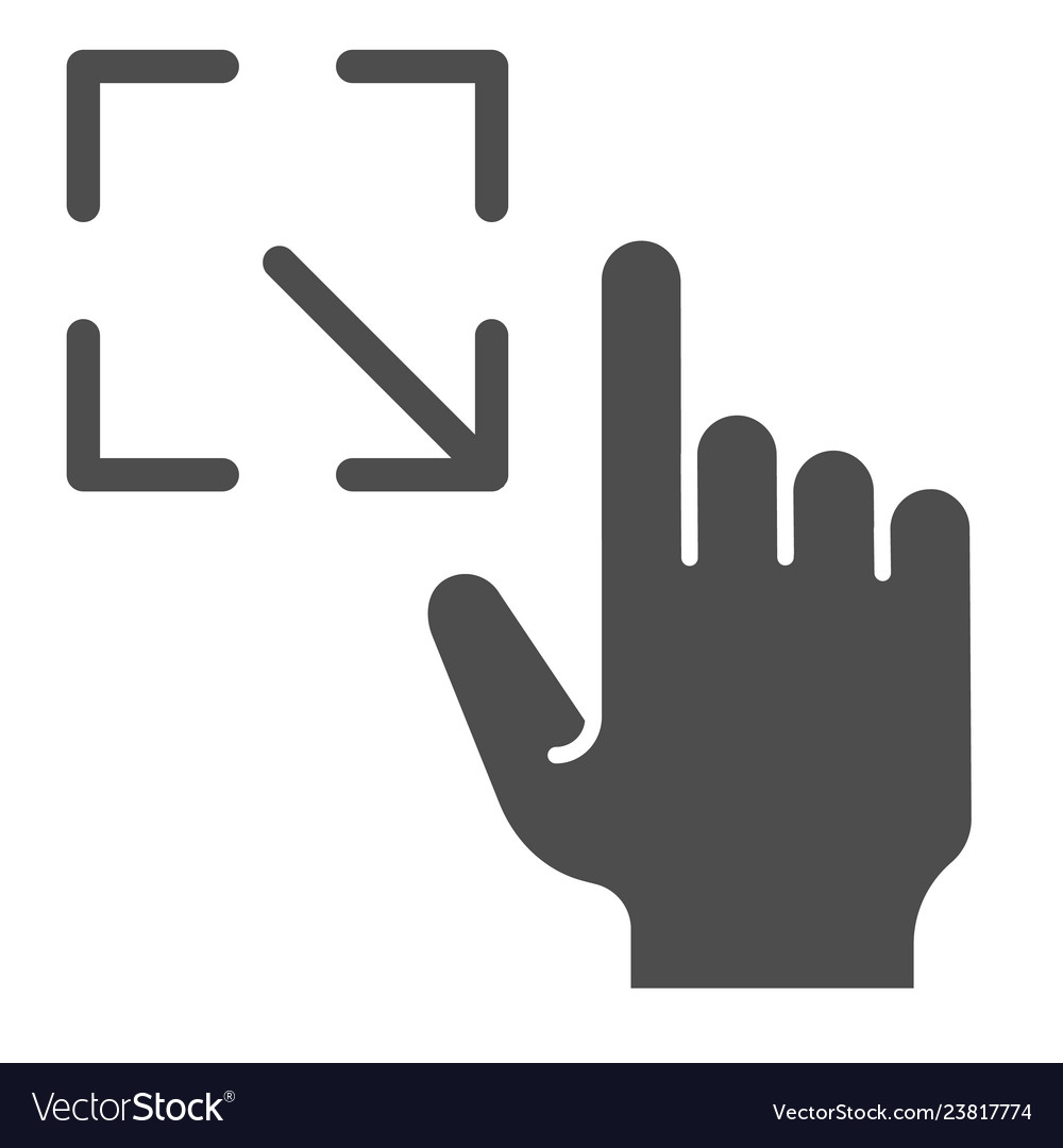 Resize gesture solid icon enlarge touch screen Vector Image Resize gesture solid icon enlarge touch screen