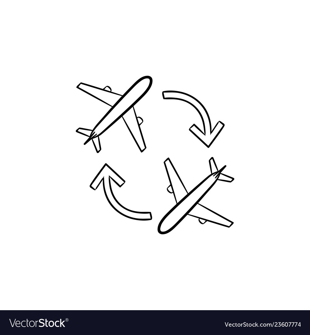 Round trip hand drawn outline doodle icon