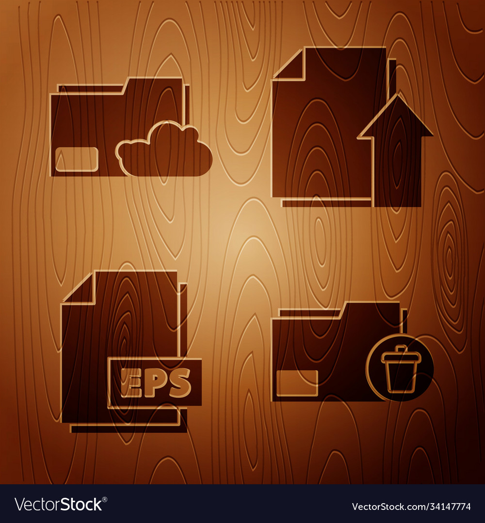 Set delete folder cloud storage text document vector image Set delete folder cloud storage text document