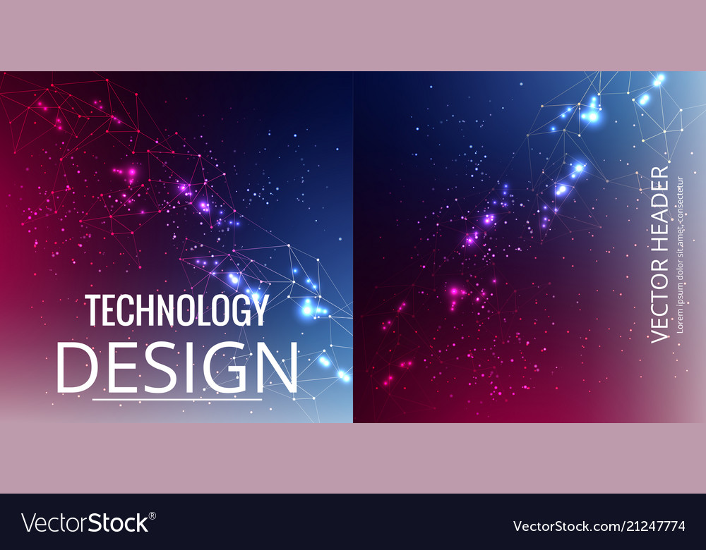 Set of abstract technology web banner