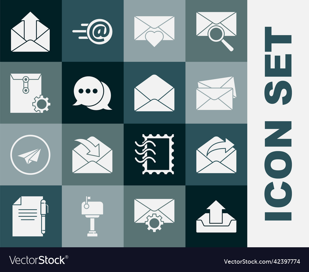 Set upload inbox outgoing mail envelope vector image Set upload inbox outgoing mail envelope