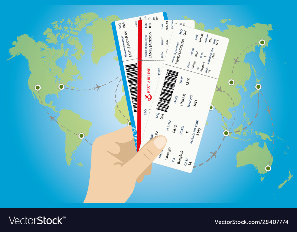 Several boarding passes tickets with qr2 code