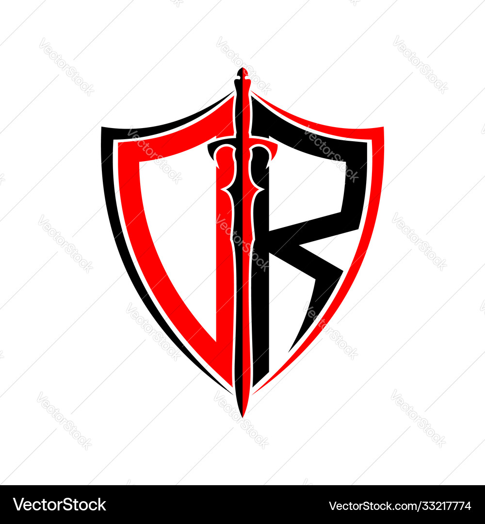 Shield & Sword Monogram Logo Royalty Free Vector Image