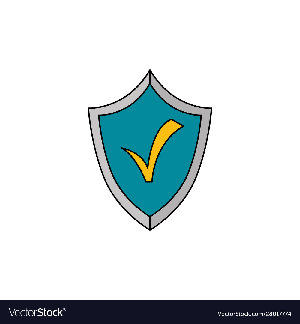 Shield with check symbol isolated icon