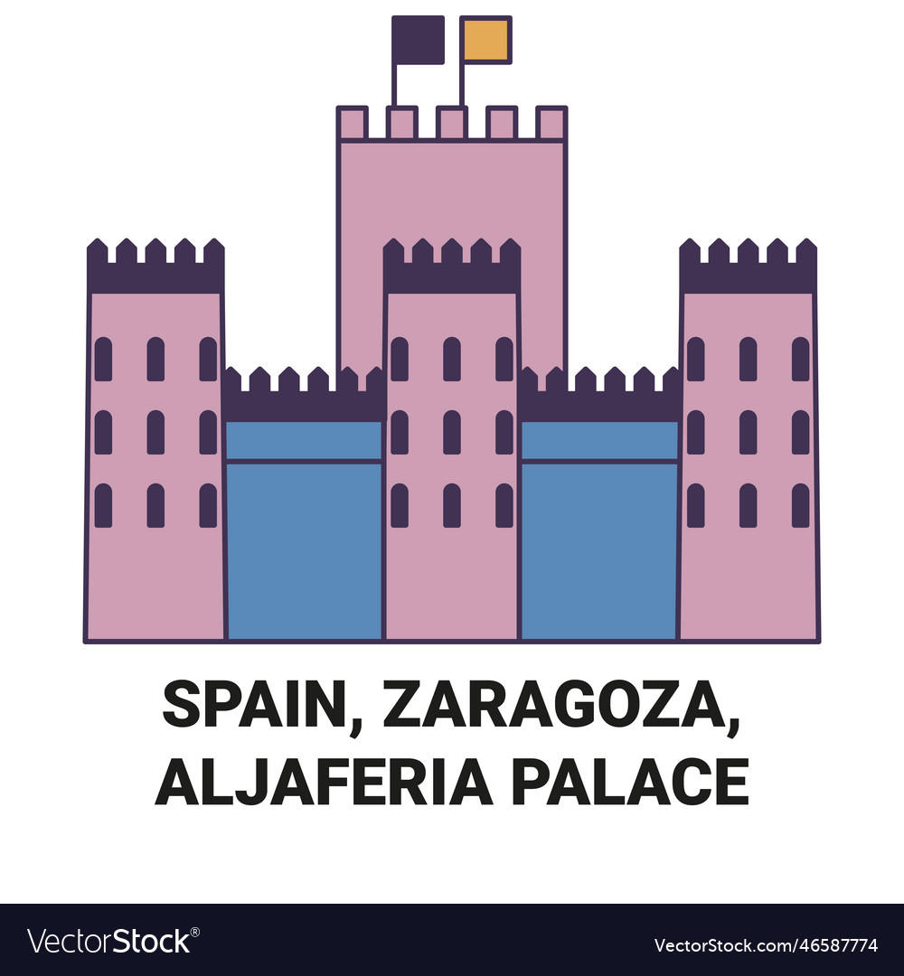 Spain zaragoza aljaferia palace travel landmark Vector Image