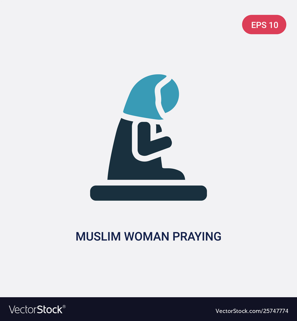 Two color muslim woman praying icon from