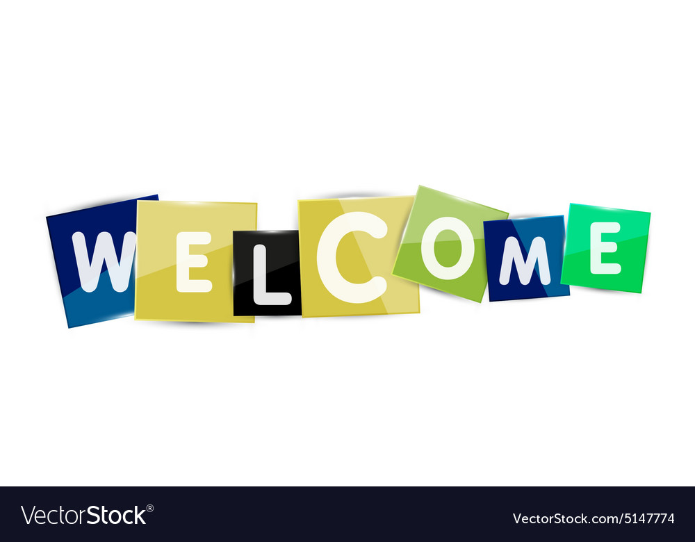 Welcome word with each letter on separate square