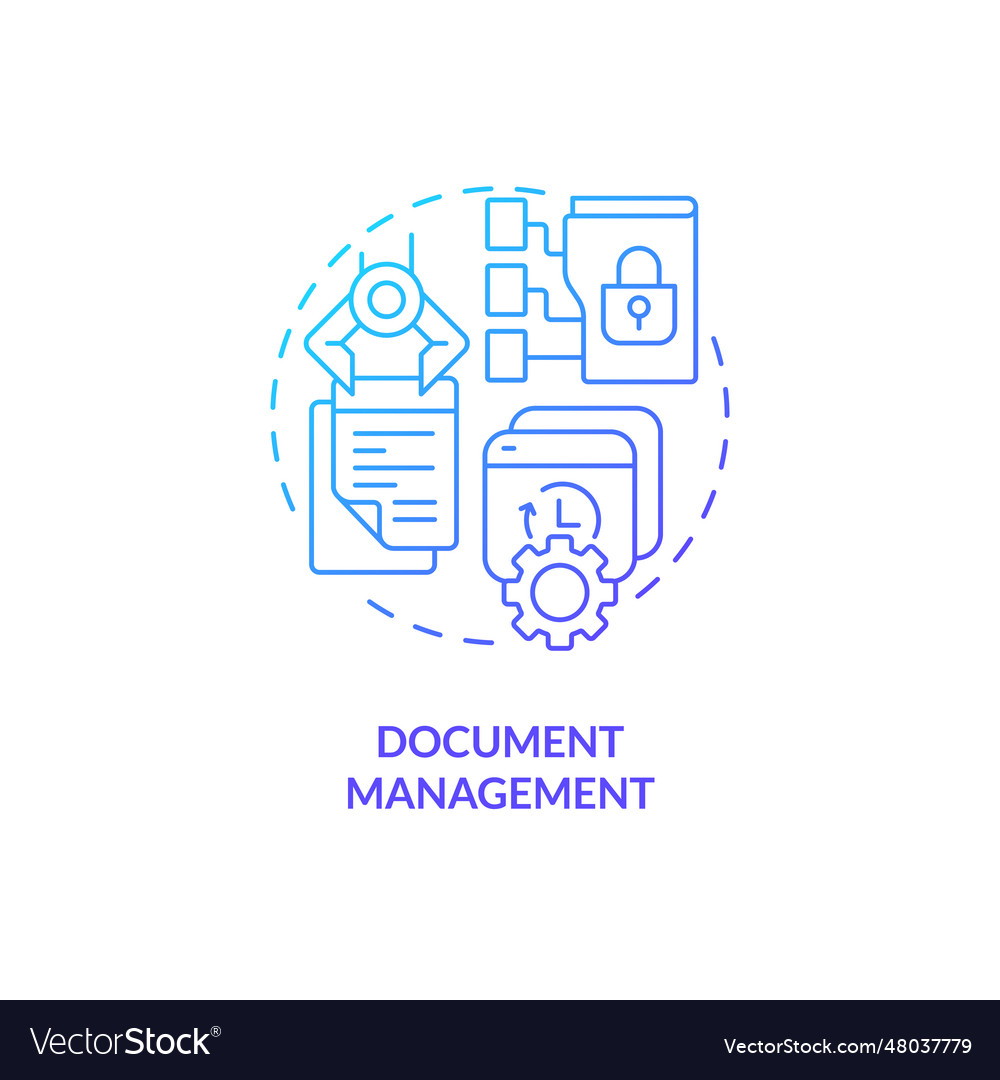 2d gradient document management linear icon vector image 2d gradient document management linear icon