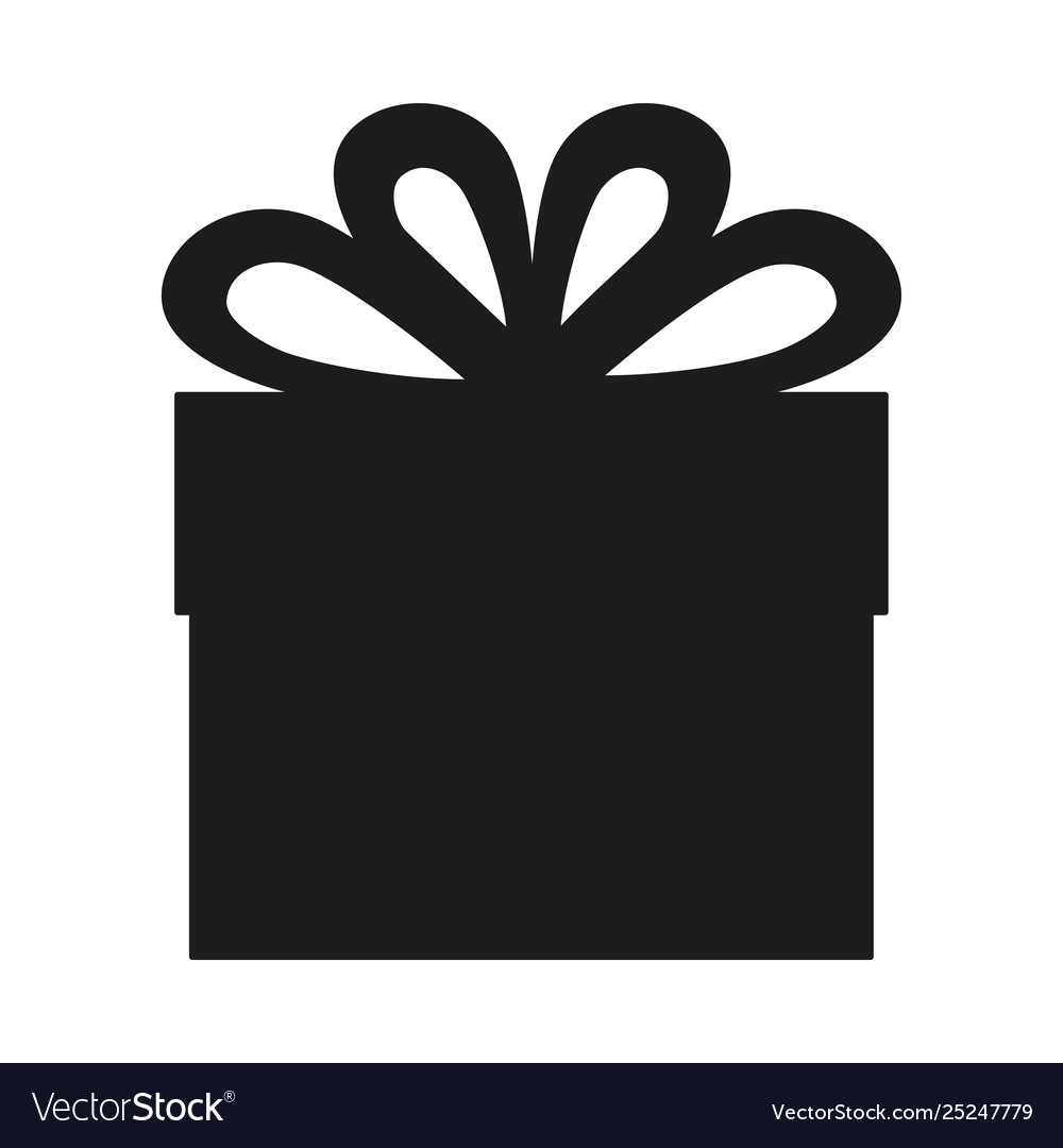 Download Black and white birthday present silhouette Vector Image