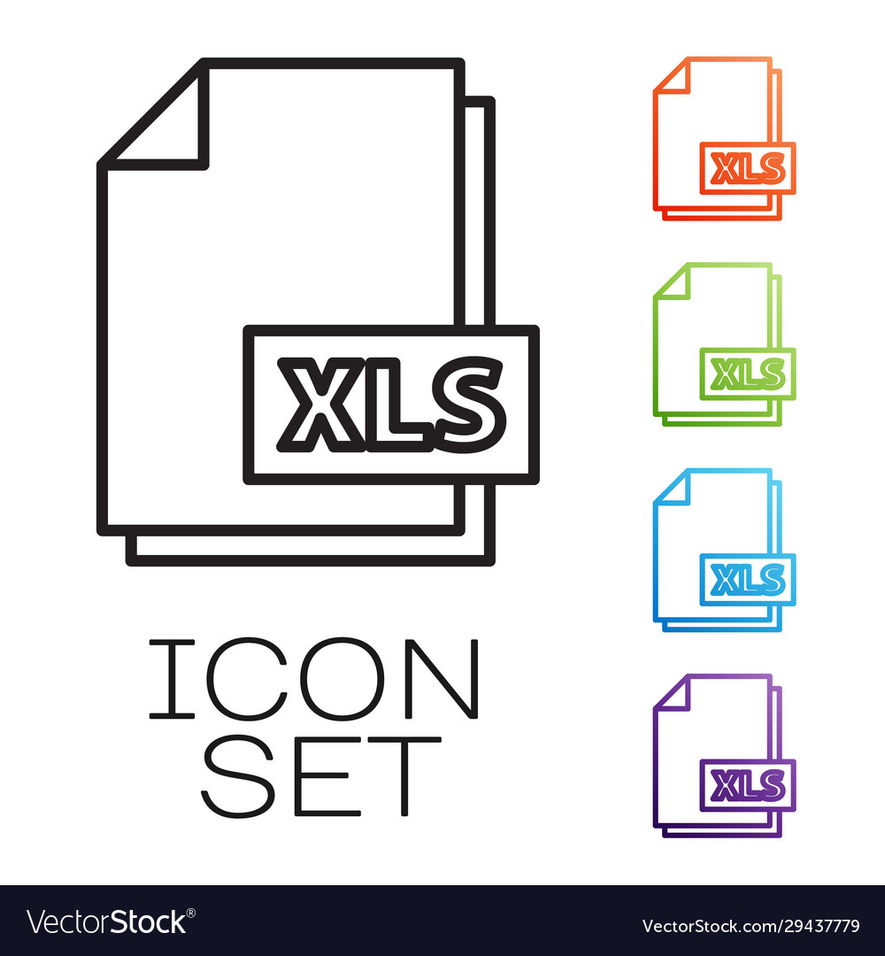 Black line xls file document download button vector image Black line xls file document download button