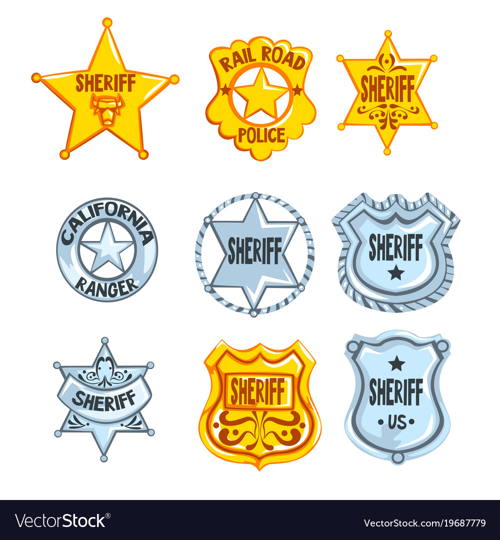 Collection of different sheriff railroad police Vector Image