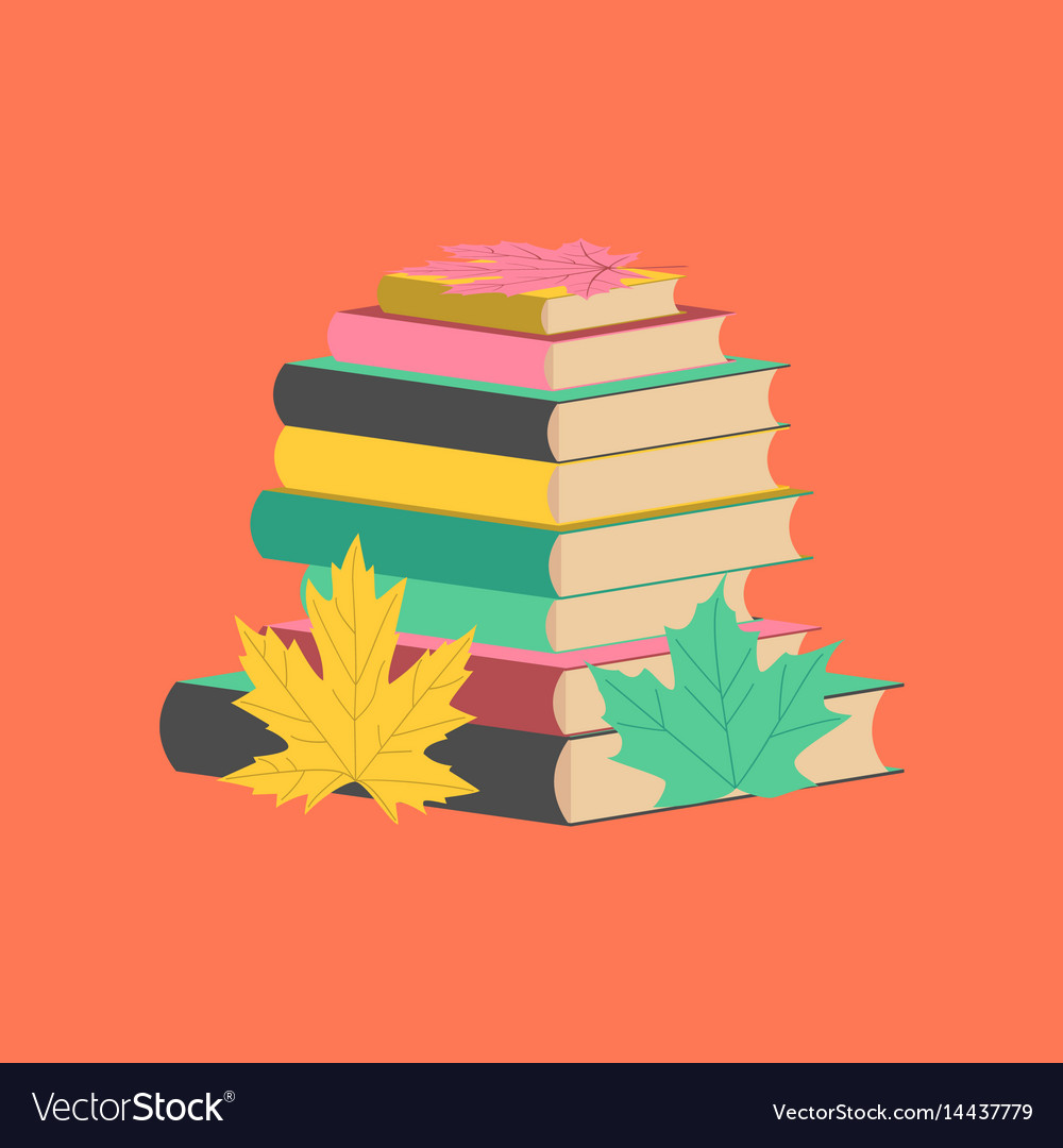 Flat icon on stylish background stack of books