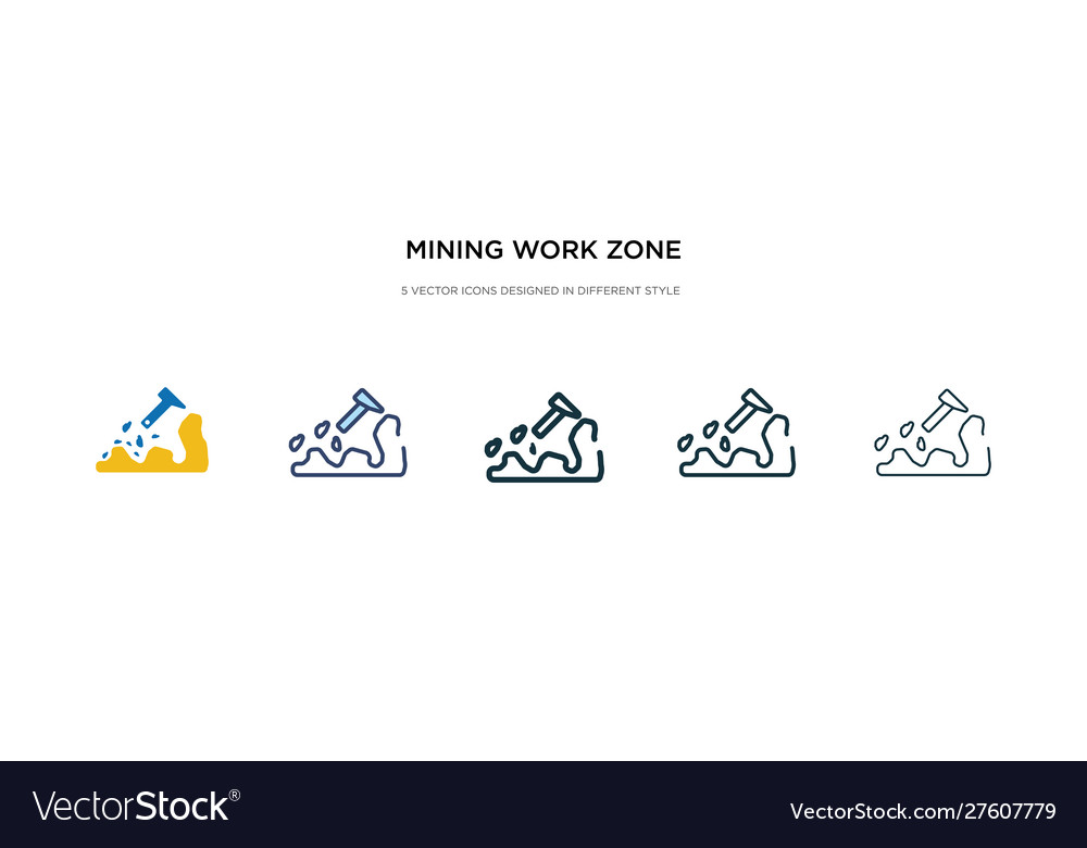 Mining work zone icon in different style two
