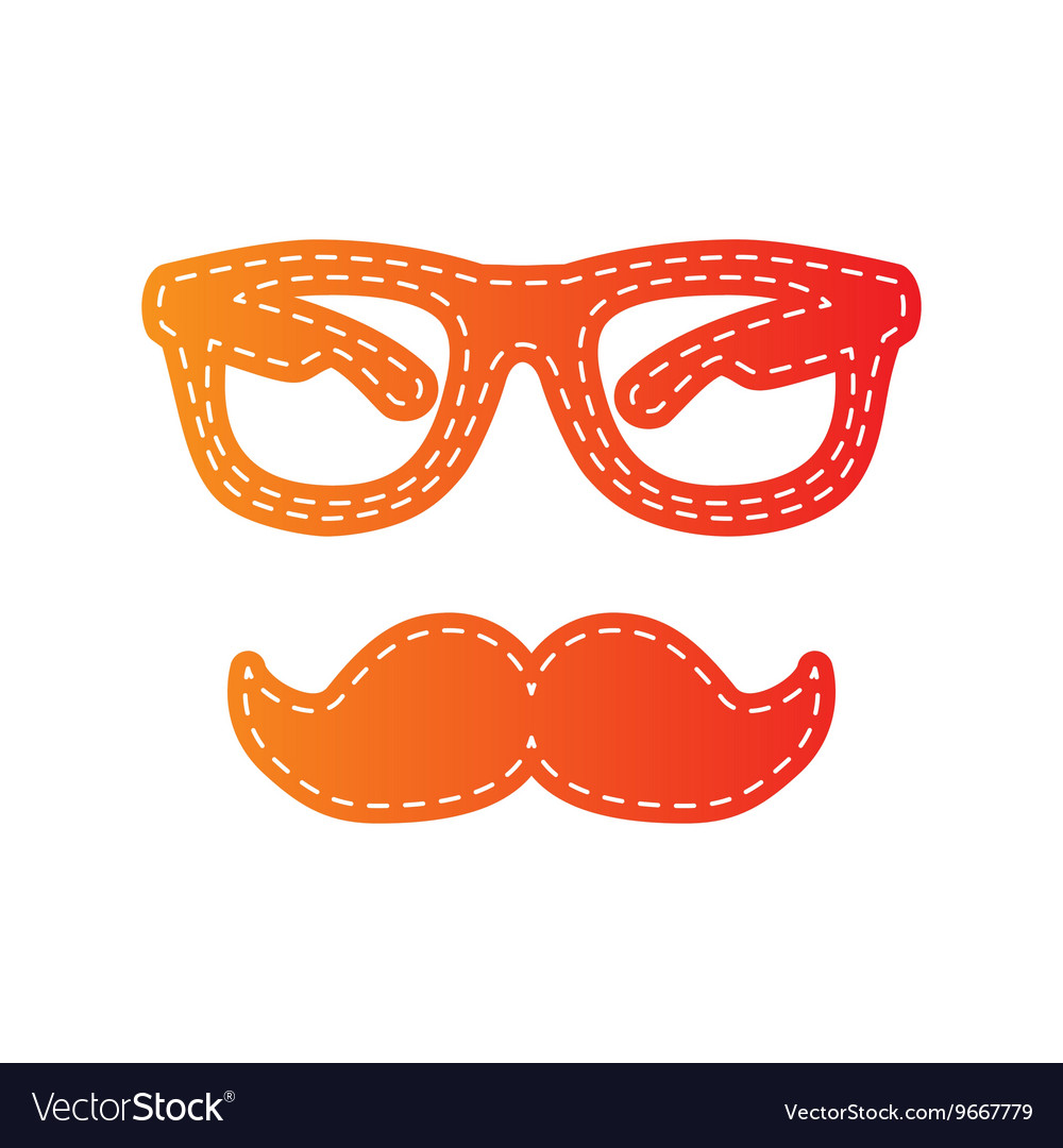 Schnurrbart und Brille sign orange applique