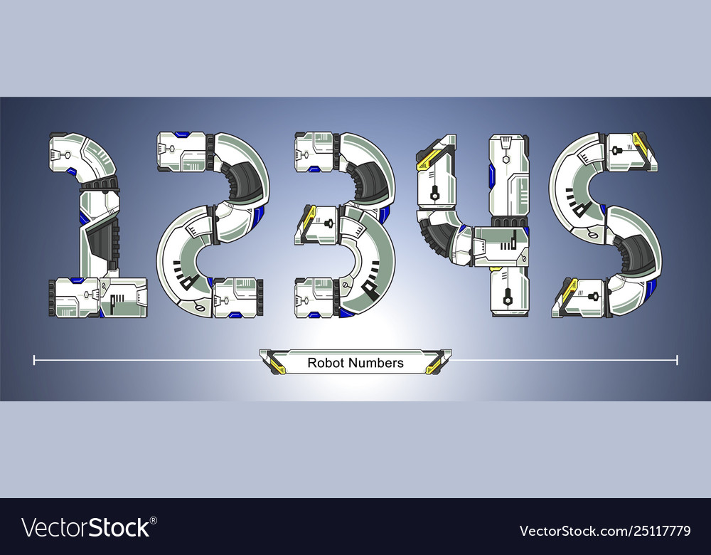 Numbers robot futuristic technology style