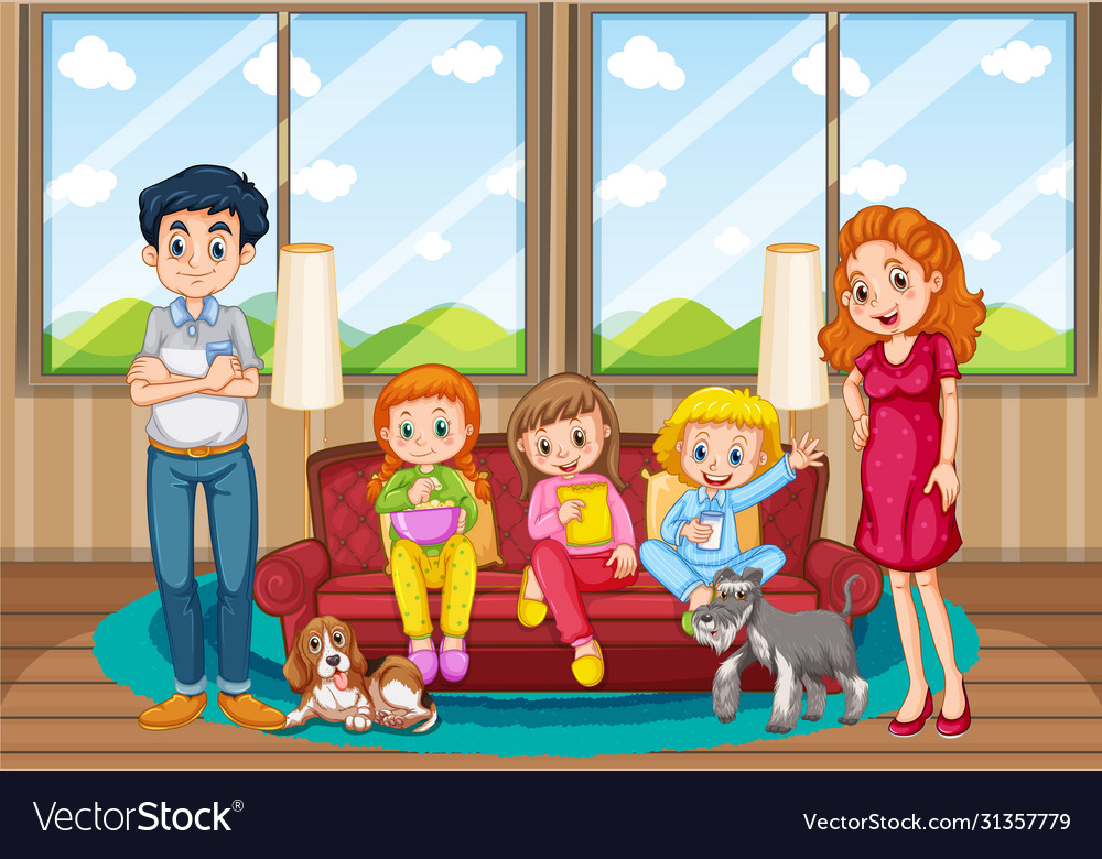 Scene with people in family relaxing at home Vector Image