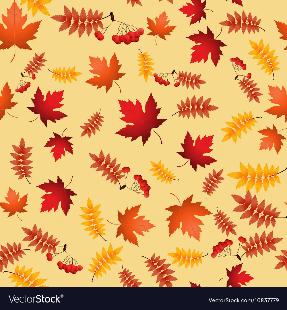 Seamless pattern with red and yellow autumn