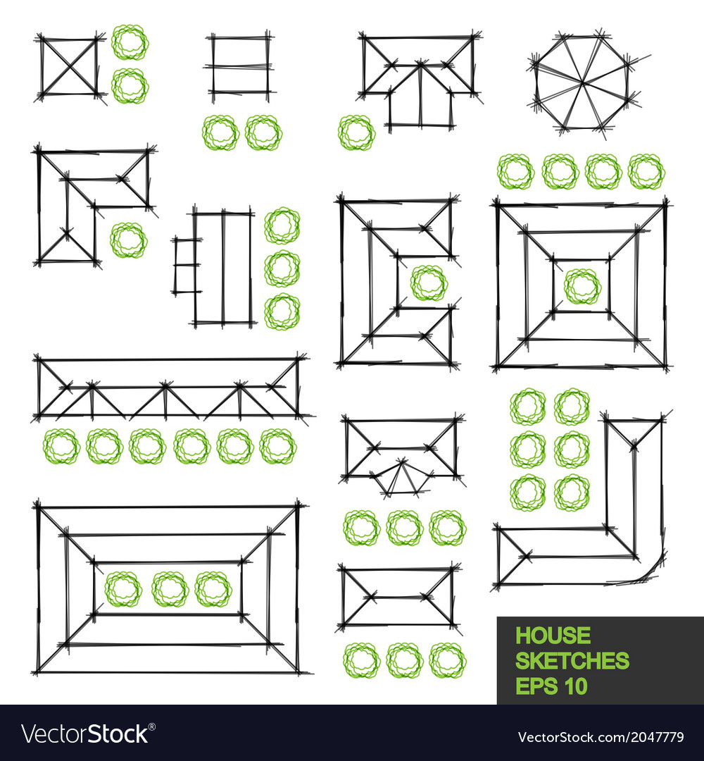 Set of architectural linear sketches