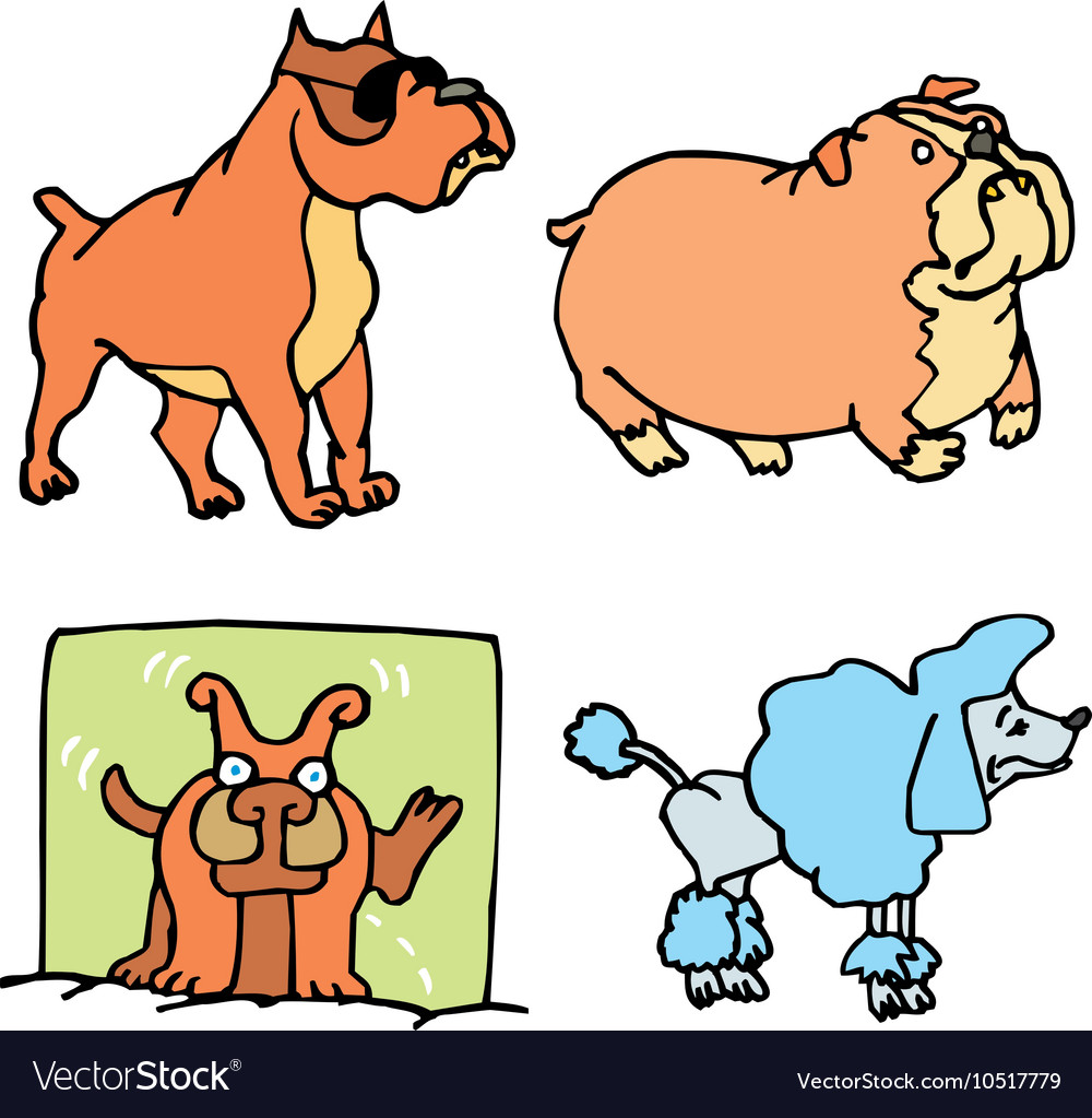 Set of cartoon funny dogs