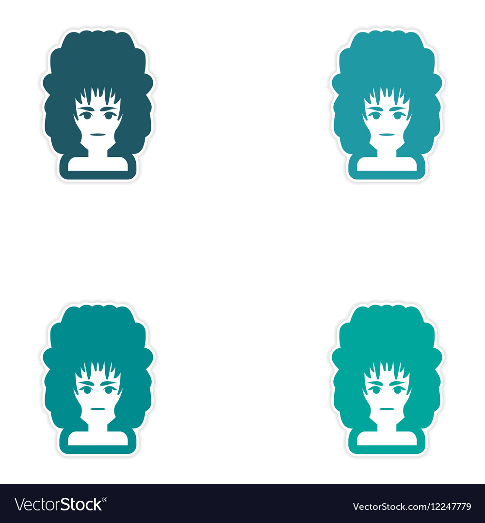 Set of paper stickers on white background women