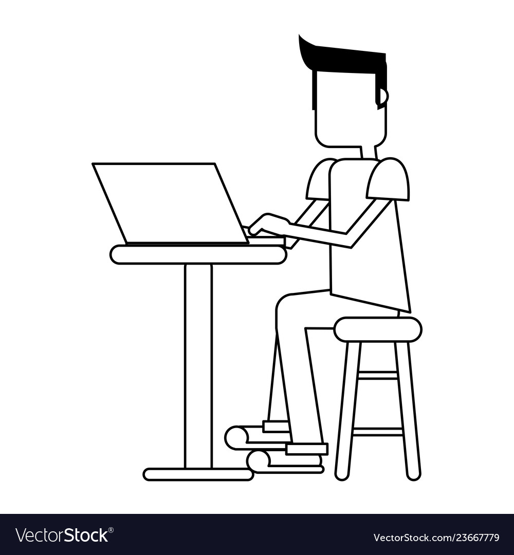 Student with computer vector image Student with computer