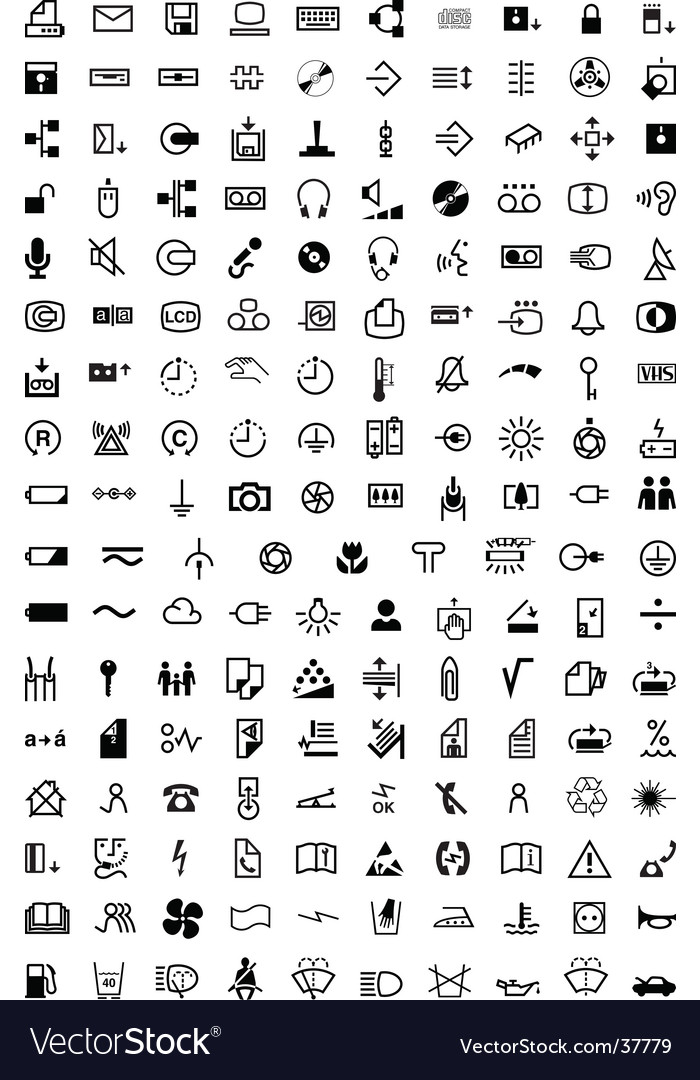 Symbol collection 170 symbols Royalty Free Vector Image