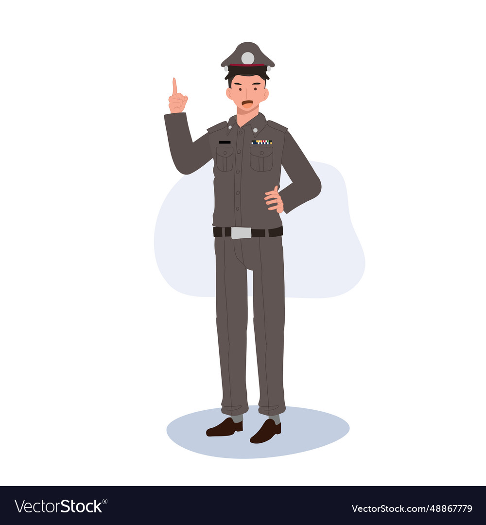 Thai policeman offering guidance cop Royalty Free Vector