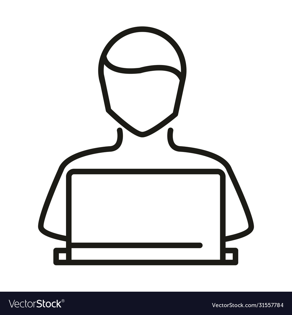 Avatar using laptop online education and Vector Image