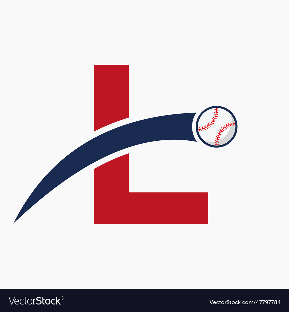 Baseball logo on letter l with moving Royalty Free Vector