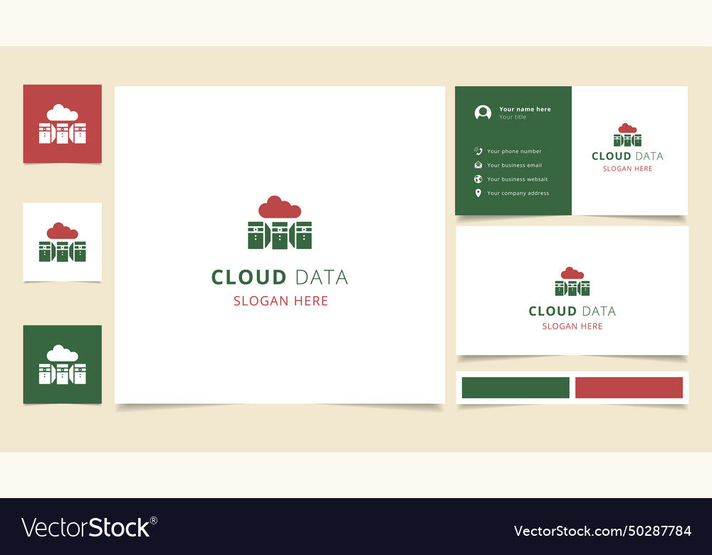 Cloud data logo design with editable slogan Vector Image Cloud data logo design with editable slogan