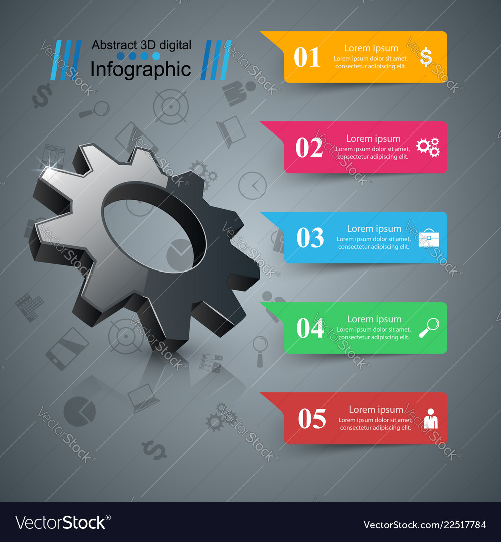 Cogwheel gear icon business infographics vector image Cogwheel gear icon business infographics