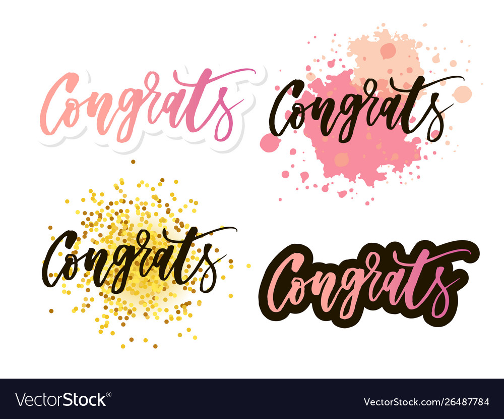 Congrats lettering handwritten modern calligraphy Vector Image