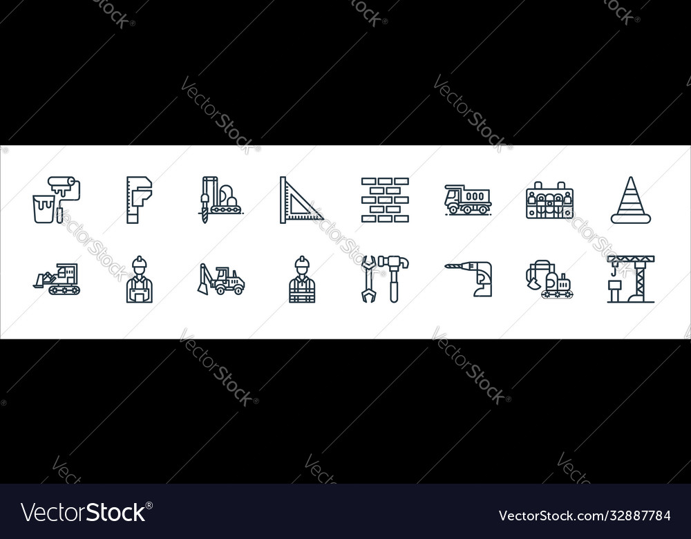 Constructions line icons linear set quality vector image Constructions line icons linear set quality
