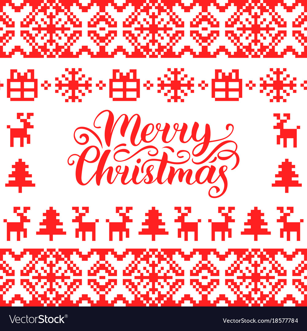 Knitted seamless pattern with merry