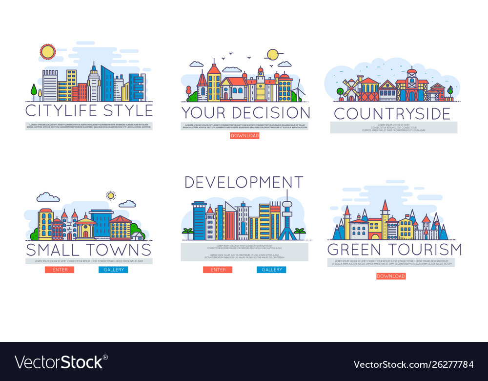 Nice town city countryside views banners