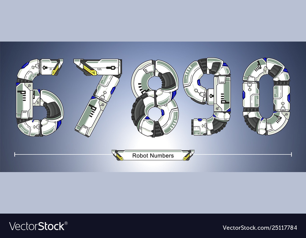 Numbers robot futuristic technology style