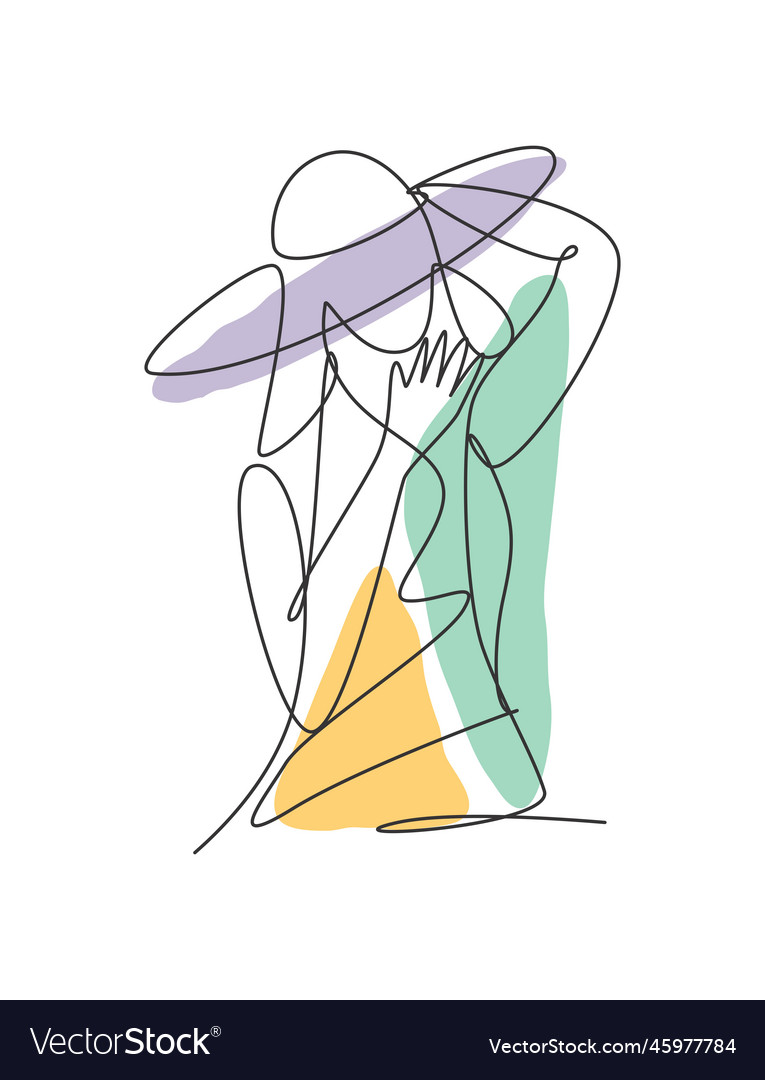 One continuous line drawing beauty woman feminine