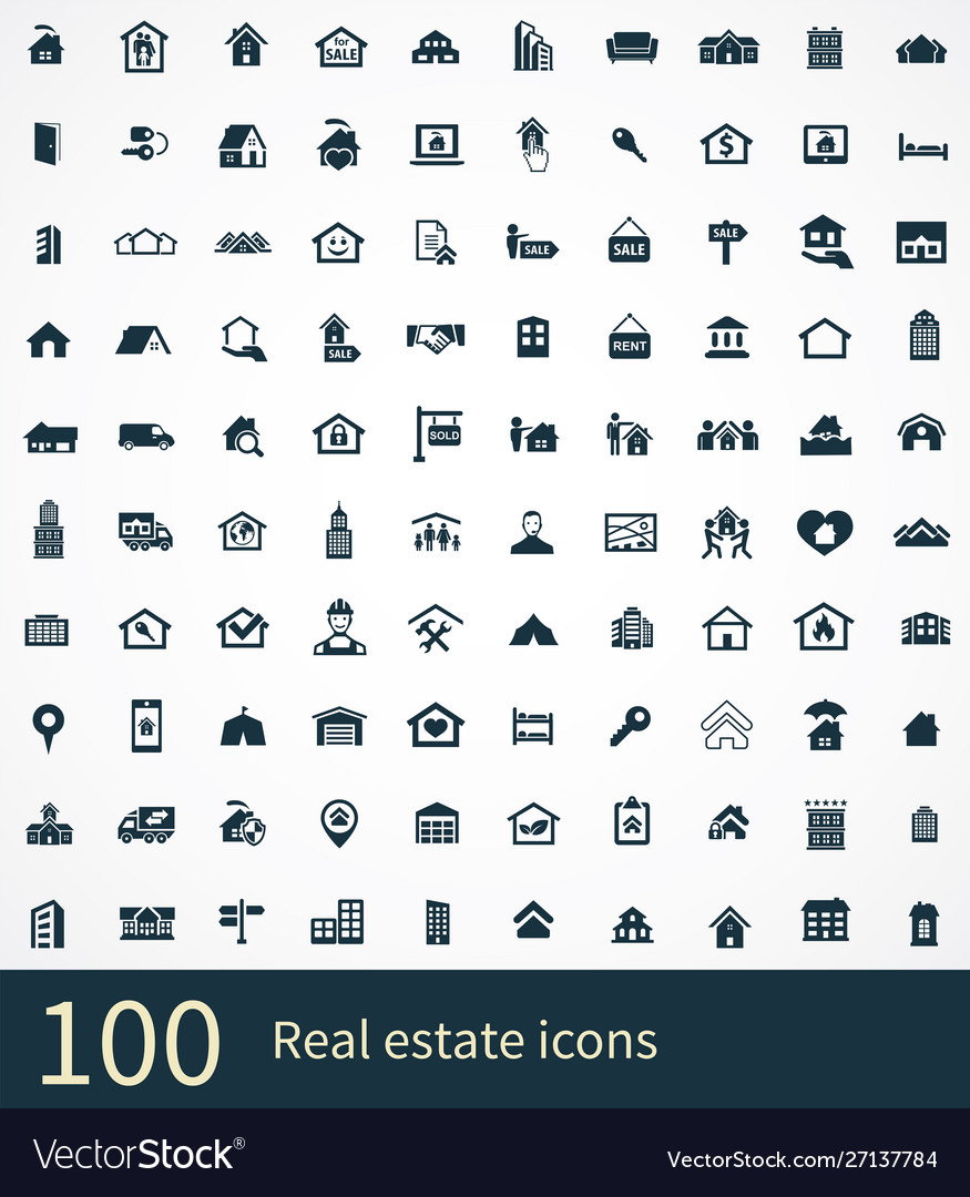 Real estate 100 icons universal set for web and ui