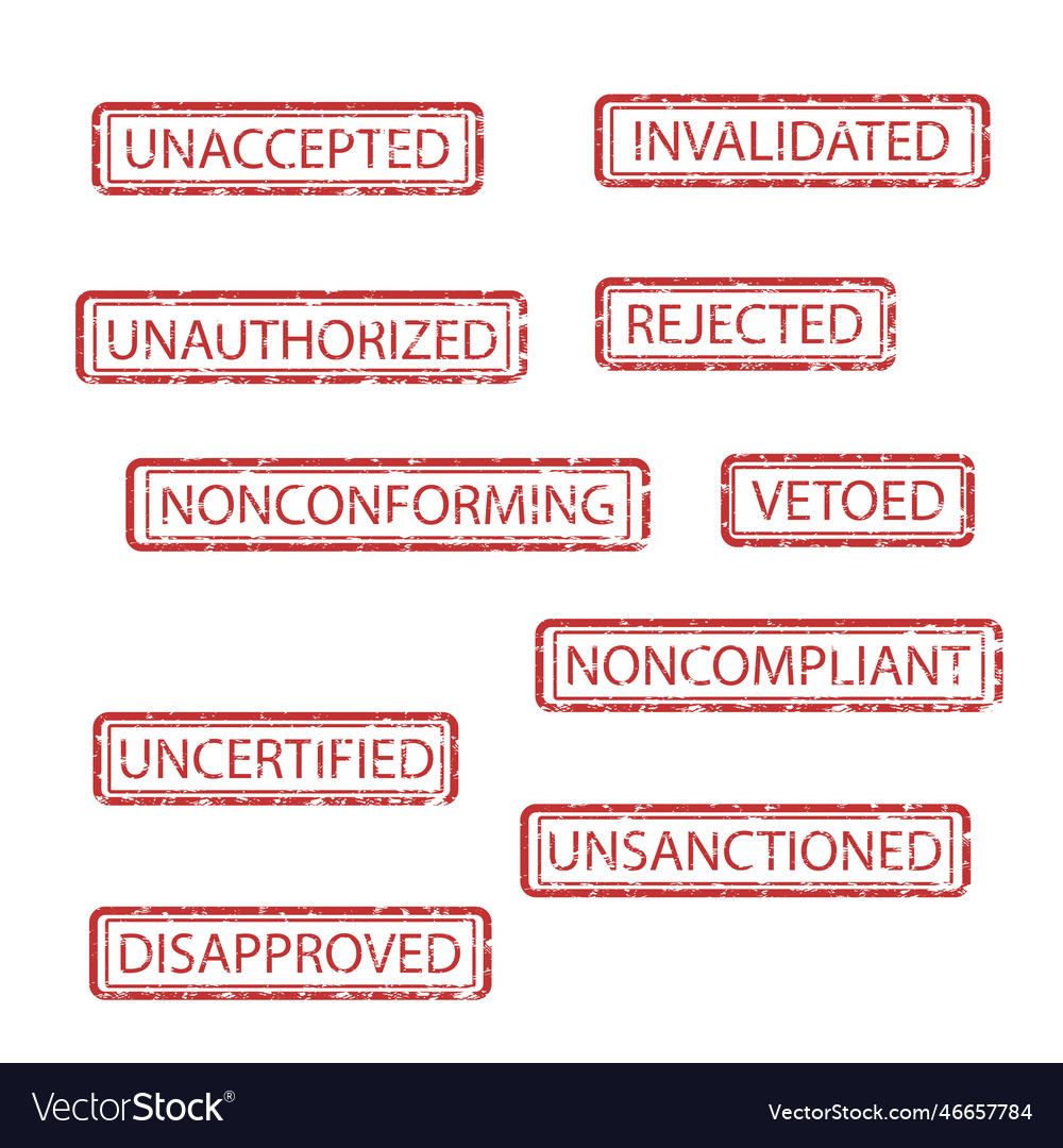 Rubber stamps of rejection and cancelled Vector Image