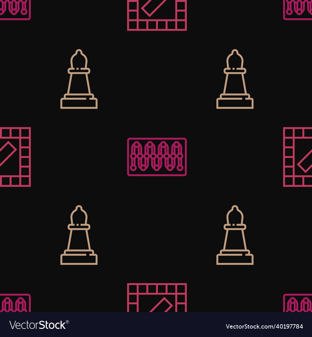 Set line board game chess and on seamless pattern Vector Image Set line board game chess and on seamless pattern