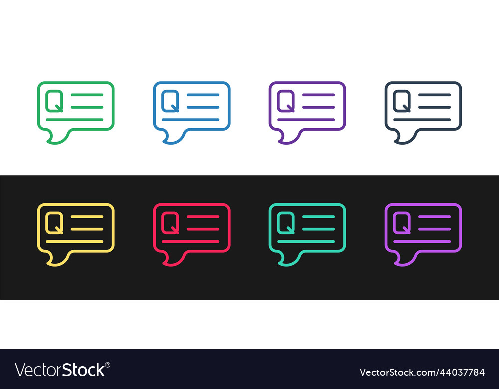 Set line speech bubbles with question icon vector image Set line speech bubbles with question icon