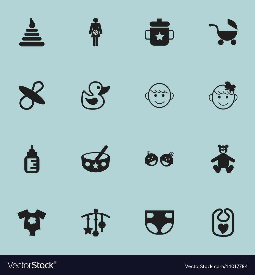Set of 16 editable child icons includes symbols