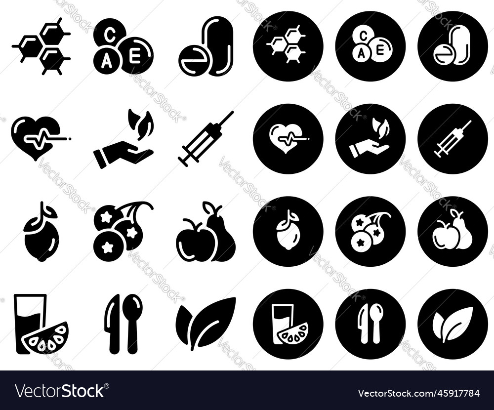 Simple icons flat on a theme vitamins Royalty Free Vector