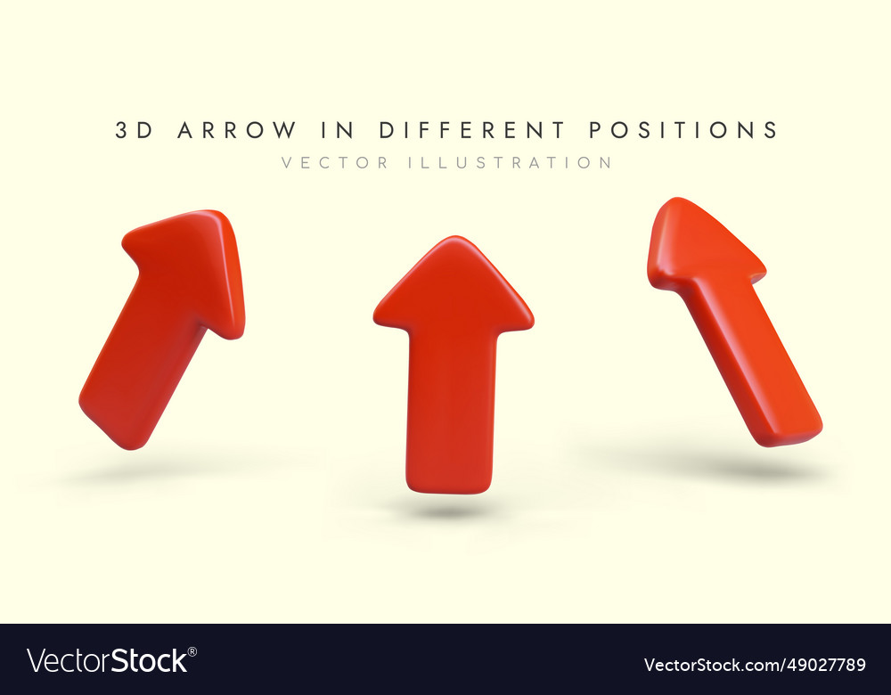 Big red arrow in different positions set vector image Big red arrow in different positions set