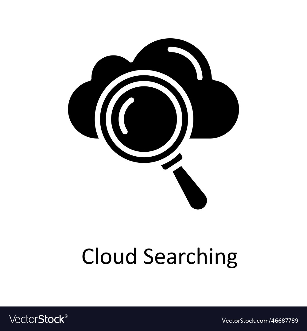 Cloud searching solid icons simple stock