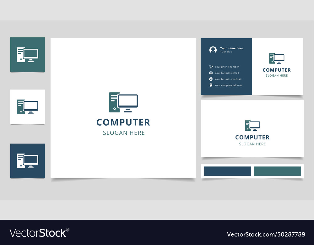 Computer logo design with editable slogan