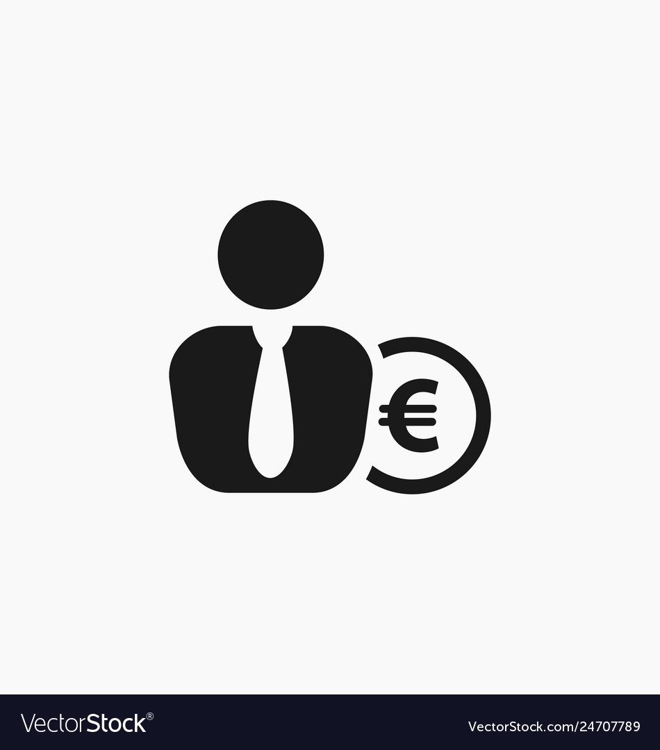 Euro symbol coin behind the businessman icon