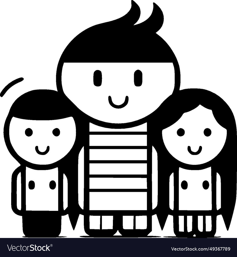 Family - black and white Royalty Free Vector Image