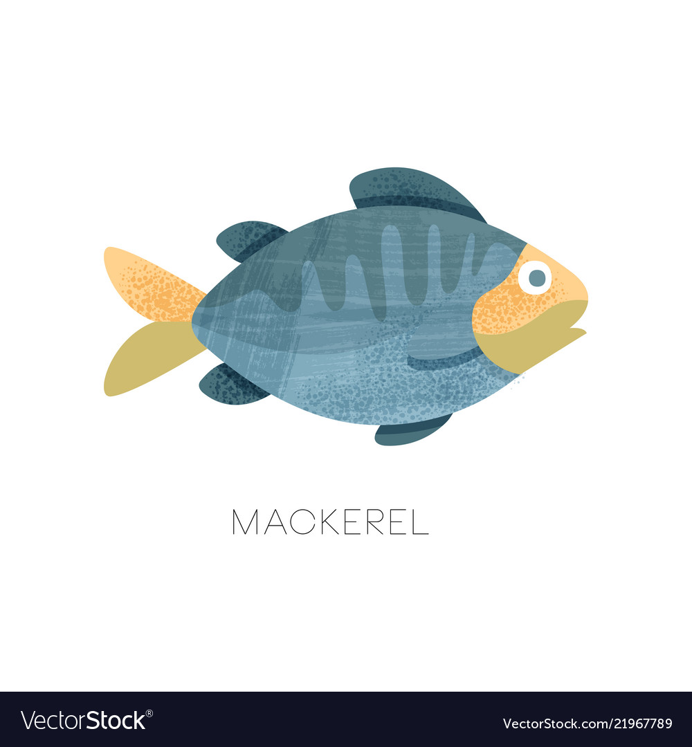 Flat icon of blue mackerel with texture