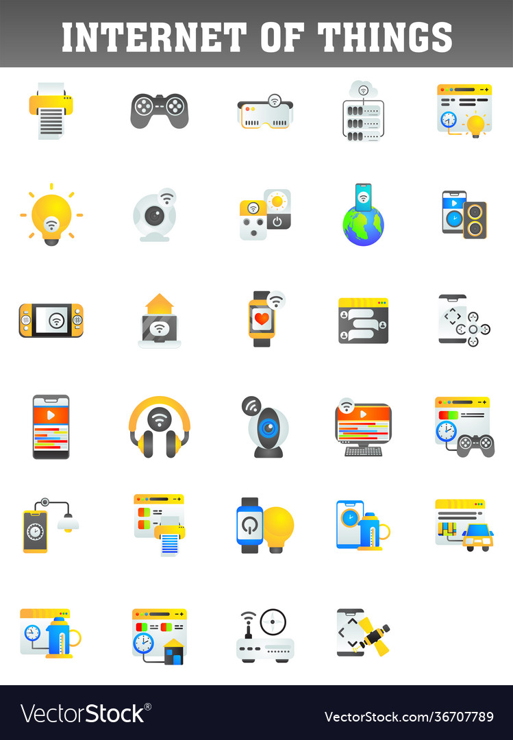 Flat style colorful internet things iot icon vector image Flat style colorful internet things iot icon
